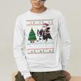 Xmas Tree Lighting Santa Riding Boston Terrier Christmas Men's Long Sleeve T-Shirt, funny gift