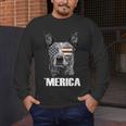 4th July Blue Heeler Dog Merica Patriotic USA Flag Cute Men's Long Sleeve T-Shirt, funny design