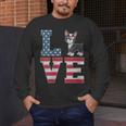 4th Of July Decor Patriotic LOVE Boston Terrier USA Flag Men's Long Sleeve T-Shirt, funny design