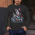 Biker Boston Terrier Dog Riding Motorbike Men's Long Sleeve T-Shirt, funny design