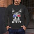 Boston Terrier 4th Of July Merica Men Women USA Flag Vintage Men's Long Sleeve T-Shirt, funny design