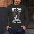 Boston Terrier American Gentleman Dog Lover I'm Well Trained Men's Long Sleeve T-Shirt, funny design