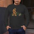 Boston Terrier Bigfoot Dog Walking Dog Mom Dad Kids Men's Long Sleeve T-Shirt, funny design