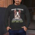 Boston Terrier Brindle Dog Professional Human Trainer Men's Long Sleeve T-Shirt, funny design
