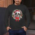 Boston Terrier Christmas Wreath Decoration Xmas Pajamas Men's Long Sleeve T-Shirt, funny design