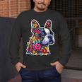 Boston Terrier Floral Vintage Dog Mom Distressed Men Women Kids Men's Long Sleeve T-Shirt, funny design