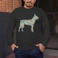 Boston Terrier Flower Silhouette Floral Dog Men Women Girls Kids Men's Long Sleeve T-Shirt, funny design
