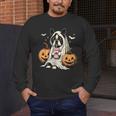 Boston Terrier Ghost Boo Halloween Costume Spooky Season Men's Long Sleeve T-Shirt, funny design
