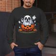 Boston Terrier Ghost Boo Halloween Kids Men's Long Sleeve T-Shirt, funny design