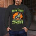 Boston Terrier Halloween Zombie American Gentleman Dog Lover Men's Long Sleeve T-Shirt, funny design