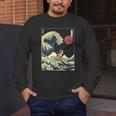Boston Terrier Japanese Kanagawa Wave Surf Dog Men's Long Sleeve T-Shirt, funny design