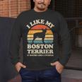 I Like My Boston Terrier And Maybe Like 3 People Dog Lover Men's Long Sleeve T-Shirt, funny design