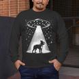 Boston Terrier Mom Dad Dog Alien UFO Men's Long Sleeve T-Shirt, funny design