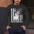 Boston Terrier Papa Cool Dog Lover USA American Flag Men Women Men's Long Sleeve T-Shirt, funny design