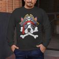 Boston Terrier Pirate T Shirt Jolly Roger Crossbones Skull Men's Long Sleeve T-Shirt, funny design