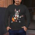 Boston Terrier Playing Guitar Boston Terrier Men's Long Sleeve T-Shirt, funny design