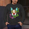 Boston Terrier In Red Day Of The Dead Sugar Skull Dog Men's Long Sleeve T-Shirt, funny design