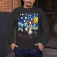 Boston Terrier Starry Night Van Gogh Art Men's Long Sleeve T-Shirt, funny design