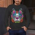 Boston Terrier Sugar Skull Dog Day Of The Dead Men's Long Sleeve T-Shirt, funny design