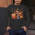 Boston Terrier Thanksgiving Leopard Pumpkins Fall Leaves Men's Long Sleeve T-Shirt, funny design