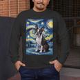 Boston Terrier Van Gogh Starry Night Men's Long Sleeve T-Shirt, funny design