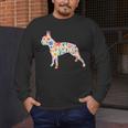 Boston Terrier Watercolor Flowers Men's Long Sleeve T-Shirt, funny design