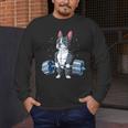 Boston Terrier Weightlifting Deadlift Men Fitness Gym Men's Long Sleeve T-Shirt, funny design