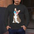 Brindle Boston Terrier Dog Patriotic Shirt USA Flag Men's Long Sleeve T-Shirt, funny design