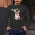Brown Boston Terrier With Flowers And Feathers Men's Long Sleeve T-Shirt, funny design
