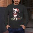 Cute Boston Terrier Dog Christmas Merry X-Mas Graphic Men's Long Sleeve T-Shirt, funny design