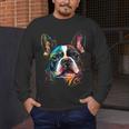 Cute Boston Terrier Puppy Dog Art Lover Unique Painting For Men Women Kids Men's Long Sleeve T-Shirt, funny design