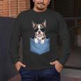 Cute Pocket Boston Terrier Lover Dog Mom Men's Long Sleeve T-Shirt, funny design