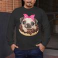 Cute Pug Shirt Donut Girls Dog Men's Long Sleeve T-Shirt, funny design
