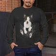 Dog Lovers Boston Terrier In Pocket Dog Face For Men Women Kids Men's Long Sleeve T-Shirt, funny design