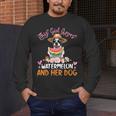 This Girl Loves Watermelon And Her Boston Terrier Dog Mother Men's Long Sleeve T-Shirt, funny design
