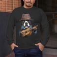 Guitar Shirt Boston Terrier Dog Playing Acoustic Guitar Men's Long Sleeve T-Shirt, funny design