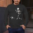 Halloween Boston Terrier And Skeleton Men's Long Sleeve T-Shirt, funny design