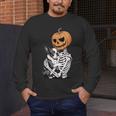 Halloween Skeleton Boston Terrier Men's Long Sleeve T-Shirt, funny design