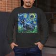 Scottish Terrier Starry Night Scotty Dog Art By Aja Men's Long Sleeve T-Shirt, funny design