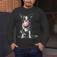 Vintage Boston Terrier Blowing Bubble Gum American Gentleman Men's Long Sleeve T-Shirt, funny design