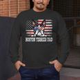 Vintage Boston Terrier Dad American Flag Father's Day Men's Long Sleeve T-Shirt, funny design