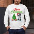 Boston Terrier Christmas Tree Lights Xmas Dog Lover Men's Long Sleeve T-Shirt, funny design