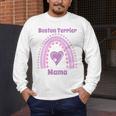 Boston Terrier Mama Cute Rainbow Paw Heart Shape Men's Long Sleeve T-Shirt, funny design