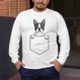 Boston Terrier In The Pocket Cute Boston Terrier Dog Lovers Men Women Girls Kids Men's Long Sleeve T-Shirt, funny design