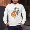 Boston Terrier Pumpkin Jack O Lantern Halloween Men's Long Sleeve T-Shirt, funny design