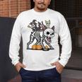 Boston Terrier Skeleton Mummy Witch Halloween Men's Long Sleeve T-Shirt, funny design