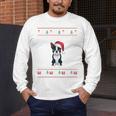 Boston Terrier Wearing Santa Hat Ugly Xmas Dog Lovers Men's Long Sleeve T-Shirt, funny design