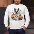 Halloween Boston Terrier Ghost Men's Long Sleeve T-Shirt, funny design