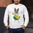 Hawaiian Boston Terrier Dog Pineapple Ukulele Summer For Men Women Girls Kids Men's Long Sleeve T-Shirt, funny design