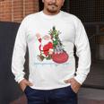 Santa Ugly Christmas Tree Lights Boston Terrier Dog Lover Men's Long Sleeve T-Shirt, funny design